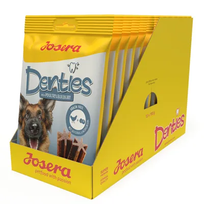 Josera Denties z drobiem i jagodą, bez zbóż. Opakowanie: 13 x 180g. Super Premium German Quality.