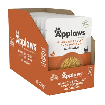 Applaws Cat Natural en bouillon 12 x 70 g - poulet, potiron