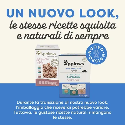 Un nuovo look, le stesse ricette squisita e naturali di sempre. Durante la transizione al nostro nuovo look, l'imballaggio che riceverai potrebbe variare. Tuttavia, le gustose ricette naturali rimangono le stesse.