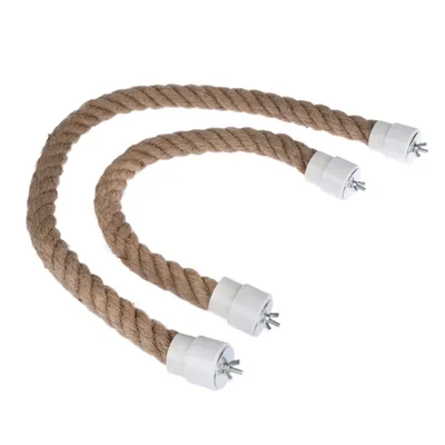 Two replacement ropes made of natural fibres with white plastic ends and metal threads, suitable for scratching post repairs.