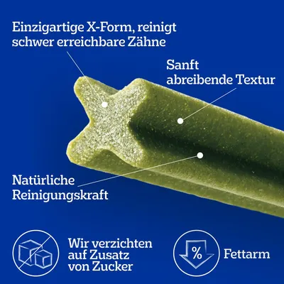 Einzigartige X-Form reinigt schwer erreichbare Zähne, sanft abreibende Textur, natürliche Reinigungskraft. Ohne Zuckerzusatz, fettarm.