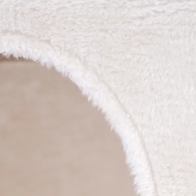 Close-up of white, fluffy material, possibly for pet products such as beds or blankets.