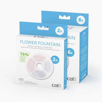 Catit Flower Fountain Triple Action Filter Pad, 2x und 6x Packungen. 75% weniger Plastik. Passend für Catit Flower Fountain.