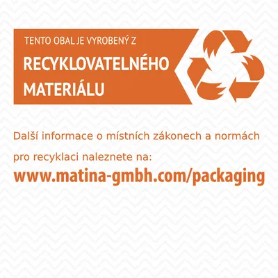 Tento obal je vyrobený z recyklovatelného materiálu. Další informace na www.matina-gmbh.com/packaging.