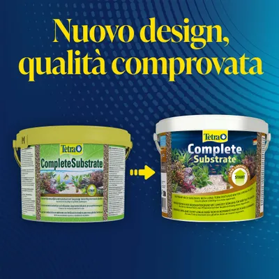 Tetra CompleteSubstrate Cambio di confezione: vecchio design a sinistra, nuovo design a destra. Testo in alto: Nuovo design, qualità comprovata. Tetra CompleteSubstrate Cambio di confezione: vecchio design a sinistra, nuovo design a destra. Testo in alto: Nuovo design, qualità comprovata.