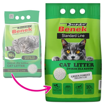 Super Benek Green Forest macskaalom - 10 l (kb. 8 kg) Super Benek Green Forest macskaalom - 10 l (kb. 8 kg)