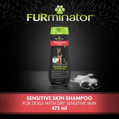 Sensitive skin shampoo for dogs with dry sensitive skin, 473 ml. Helps reduce itching due to dry skin and promotes healthy skin and coat.