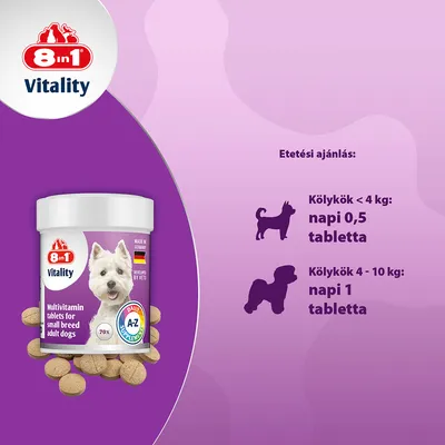 8in1 Vitality Multivitamin tabletta kistestű kutyáknak 8in1 Vitality Multivitamin tabletta kistestű kutyáknak