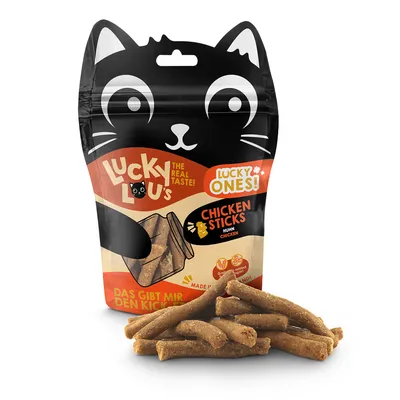 Lucky Lou's Chicken Sticks пиле. Произведено в Германия. Без добавена захар, без зърнени храни.