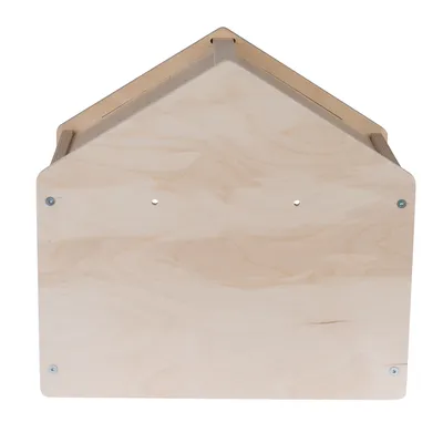 Fa hátlap két előre fúrt lyukkal és fém csavarokkal, alkalmas szereléshez vagy rögzítéshez.