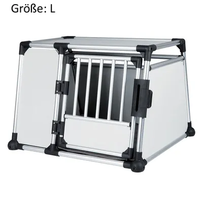Aluminium transport box with grid door and white side panels, size: L.