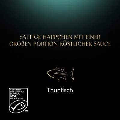 Saftige Häppchen mit einer grossen Portion köstlicher Sauce. Thunfisch. Zertifiziert nachhaltige Meeresfrüchte MSC.