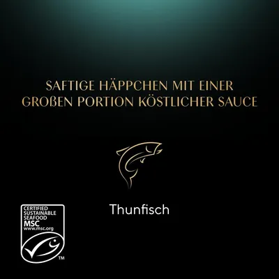 Saftige Häppchen mit einer grossen Portion köstlicher Sauce. Thunfisch. Zertifiziert nachhaltige Meeresfrüchte MSC.
