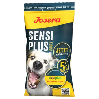 Josera Sensi Plus Adult kutyatáp. 5 € kedvezmény a MZ6Q-YTKB-63WB-EC4J-4VC kóddal. Részvételi feltételek a hátoldalon.