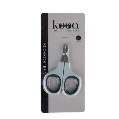 kooa Nail Scissors. Nagelschere für kleine Hunde, präsentiert auf Verpackung mit Markenlogo 'kooa The Pet Care Line'.