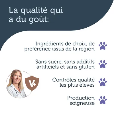 La qualité qui a du goût : ingrédients de choix, de préférence issus de la région ; sans sucre, sans additifs artificiels et sans gluten ; contrôles qualité les plus élevés ; production soignée.