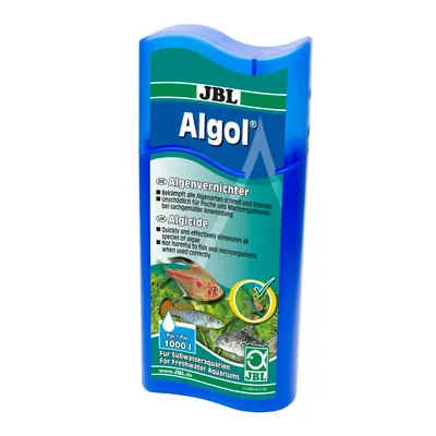 JBL Algol algendoder voor zoetwateraquaria. Bestrijdt algen snel en grondig, onschadelijk voor vissen en micro-organismen bij correct gebruik. Voor tot 1000 liter.