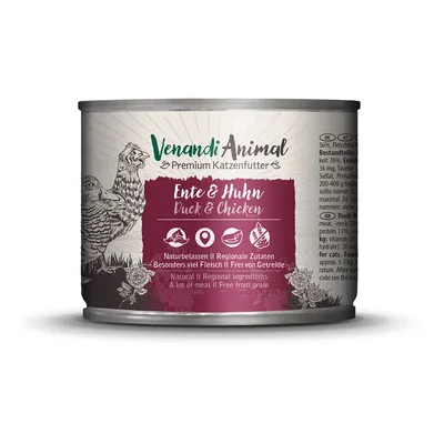 Venandi Animal Premium kattenvoer, eend & kip. Natuurlijk, regionale ingrediënten, extra veel vlees, graanvrij.