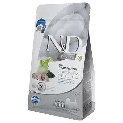 N&D Adult Mini White bar, fenouil, spiruline pour chien