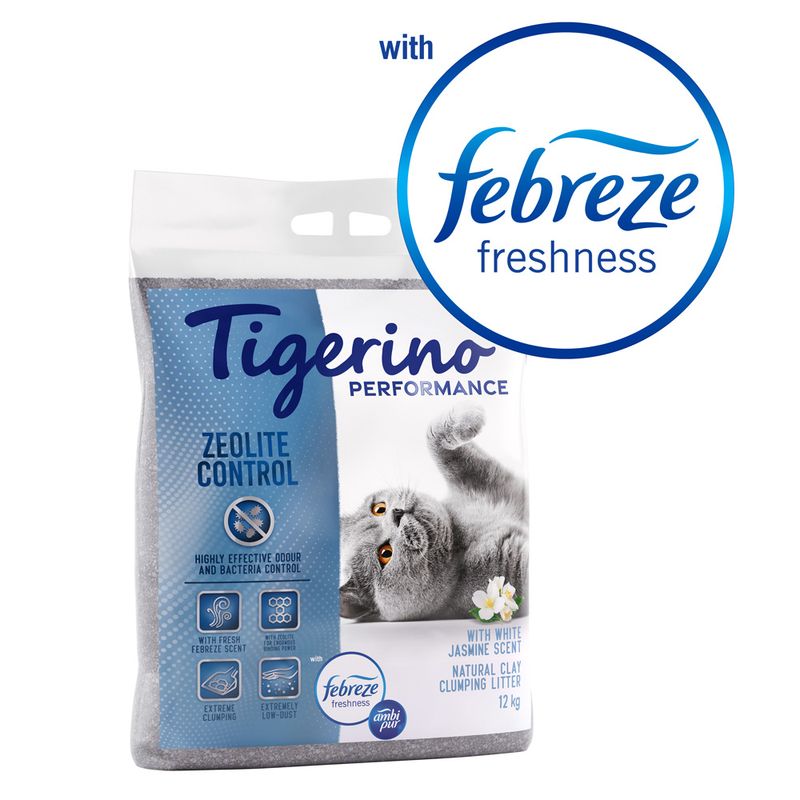 Tigerino x Febreze:  Performance Zeolite Control Katzenstreu - Febreze-Jasminblütenduft
