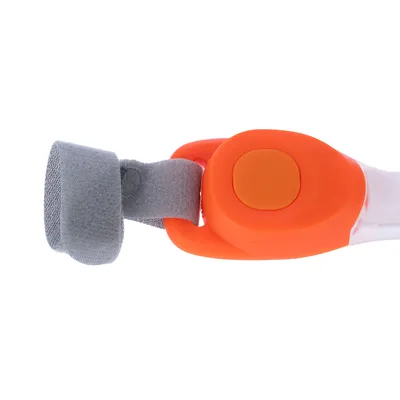 Detalle del producto: mango naranja con cierre de velcro gris, apto para fijación o manipulación.