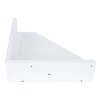 Supporto da parete bianco a forma triangolare con fori per viti, adatto per il montaggio a parete.
