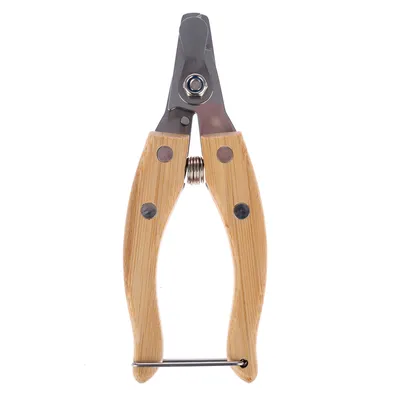 Nagelzange aus Metall mit Holzgriff und Federmechanismus, geeignet für präzises Schneiden.