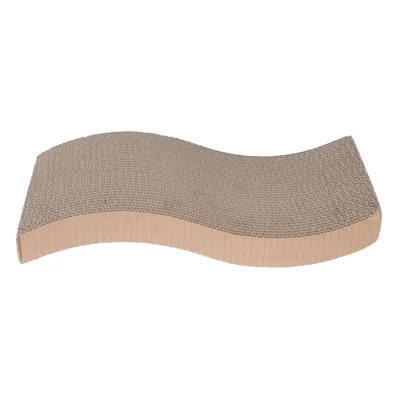 Wellige Kratzmatte aus brauner Pappe mit strukturierter Oberfläche, geeignet für Krallenpflege.