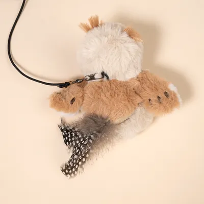 TIAKI Electronic Cat Dangler Toy Owl with Feathers