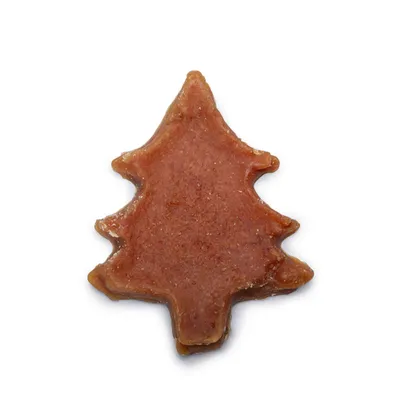 Godbid i juletræsform, brun farve, uden synlig emballage eller påskrift. Godbid i juletræsform, brun farve, uden synlig emballage eller påskrift.