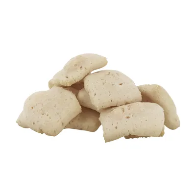 Helle, luftige Stücke eines Snacks oder Futters, sichtbar ohne Verpackung. Keine weiteren Informationen auf dem Bild.