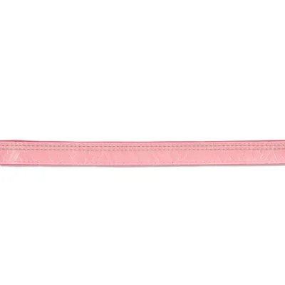 Correa rosa para perro con costuras reflectantes y diseño discreto.