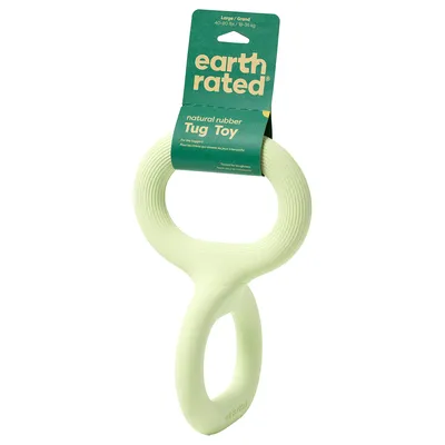 earth rated přírodní gumová hračka na tahání, velikost Large pro psy 18–36 kg, testováno na odolnost.
