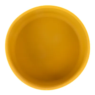 Ciotola gialla per mangime in plastica, forma rotonda, adatta per l’alimentazione di pet.