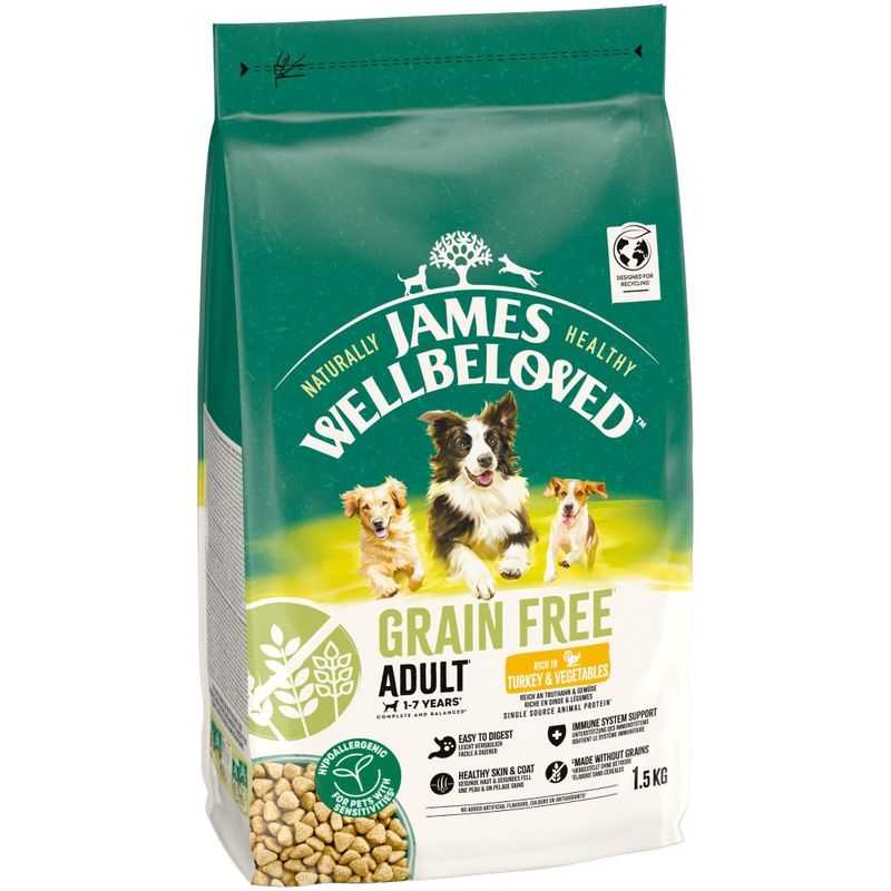 James Wellbeloved James Wellbeloved Grain Free Ha Turkey Adult Dry Dog Food pet food packaging