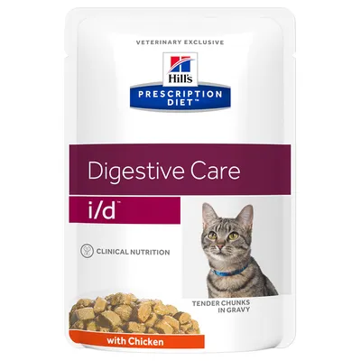 Hill's Prescription Diet Digestive Care i/d med kyckling. Klinisk näring för katter, möra bitar i sås.