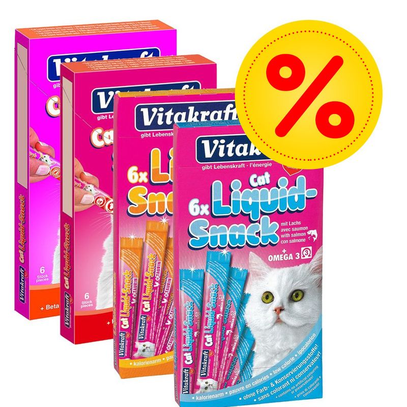 Blandat provpack: Vitakraft Cat Liquid-Snack. 4 olika sorter
