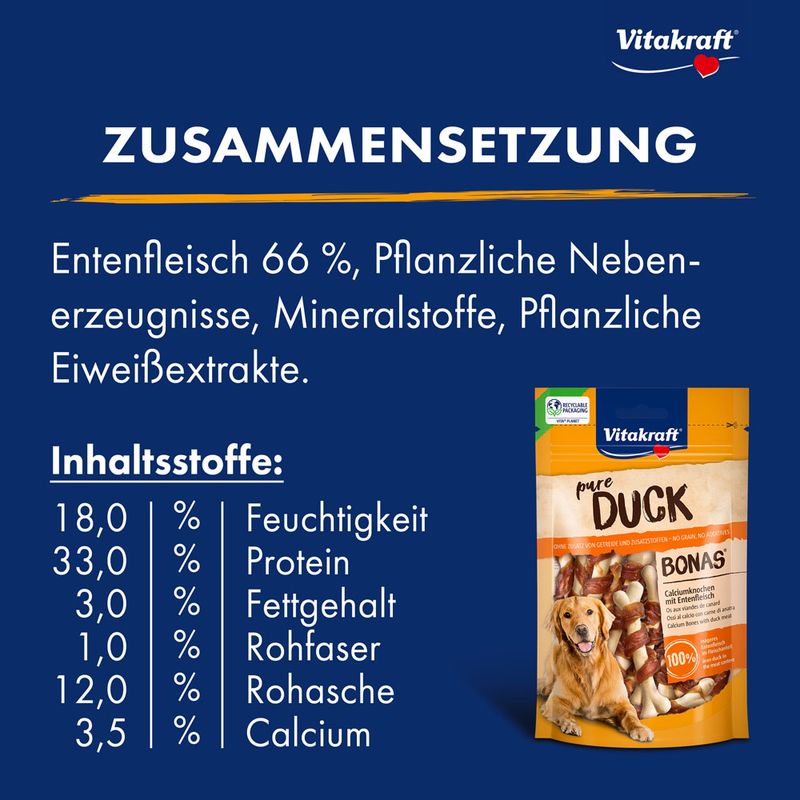 Vitakraft pure DUCK Bonas Calciumknochen mit Ente