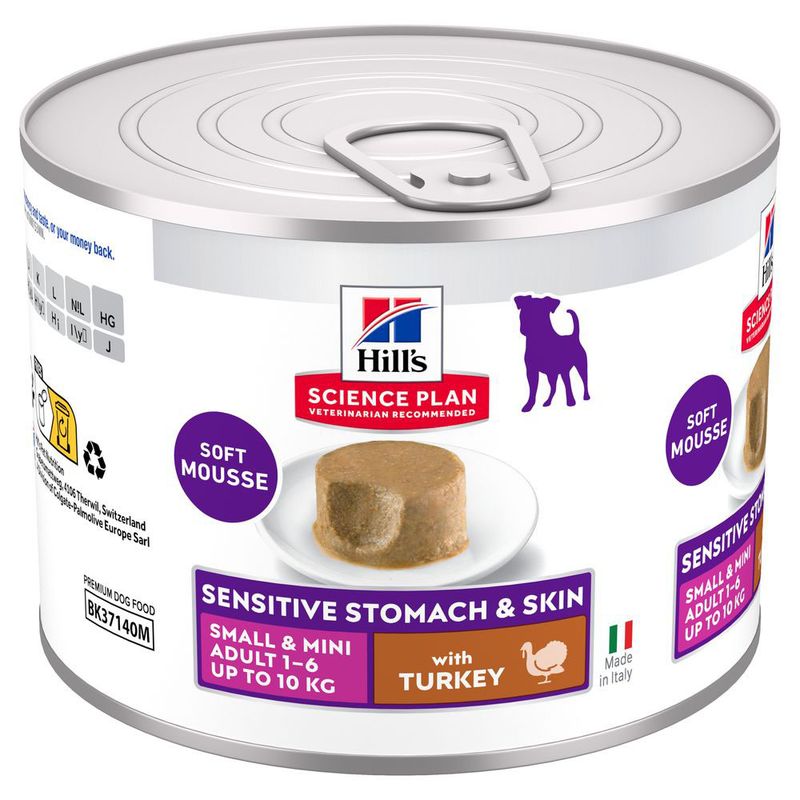 Hill's Science Plan Hill'S Science Plan Sensitive Stomach Skin Mousse Adult Wet Dog Food pet food packaging