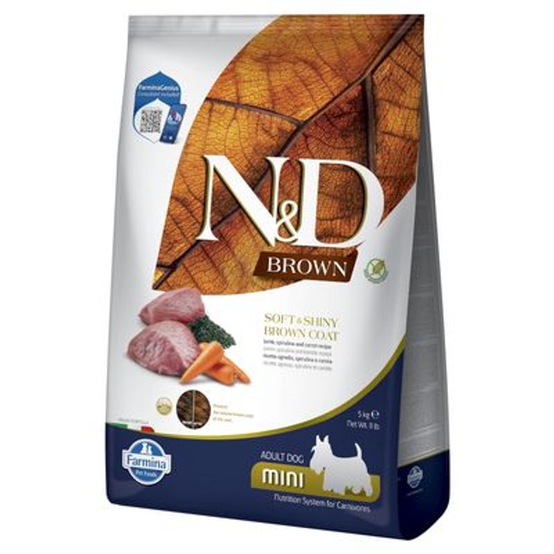 N&D Dog Brown Adult Mini lam, wortel en spirulina