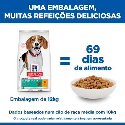 Hill's Science Plan Perfect Weight Adult 1+ Medium com frango