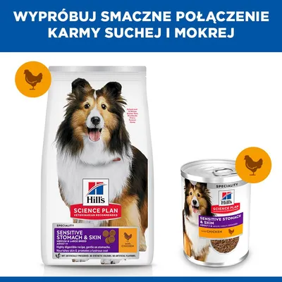 Hill's Science Plan Sensitive Stomach & Skin Adult 1+ Medium, kurczak