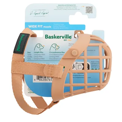 Baskerville Maulkorb Wide Fit, Grösse max: Länge 36cm, Umfang 14cm. Anleitung und Trainingstipps enthalten. Hergestellt in China.