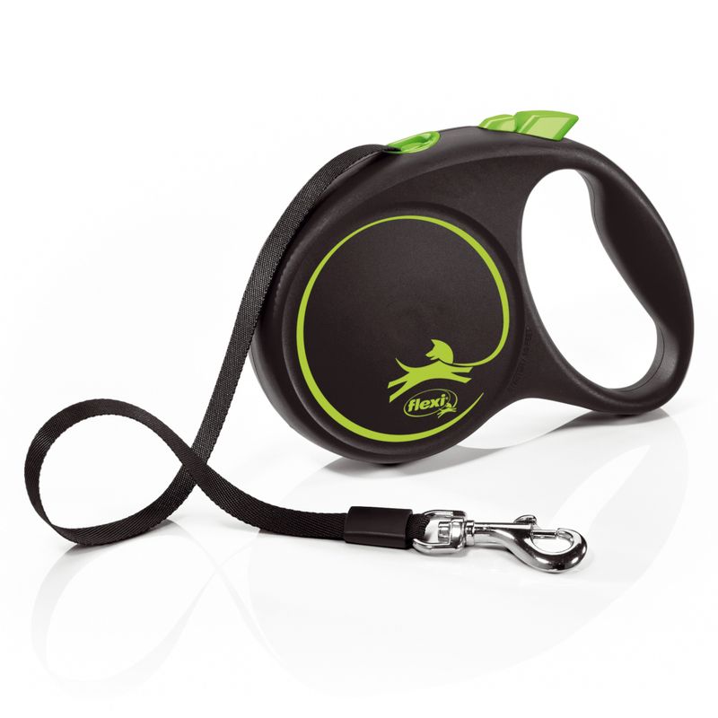 Correa extensible flexi Black Design de cinta, verde, 5 m