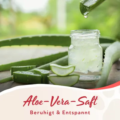 Aloe-Vera-Saft. Beruhigt & Entspannt.