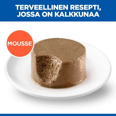 Mousse lautasella, Teksti: Terveellinen resepti sisältää kalkkunaa. Mousse lautasella, Teksti: Terveellinen resepti sisältää kalkkunaa.