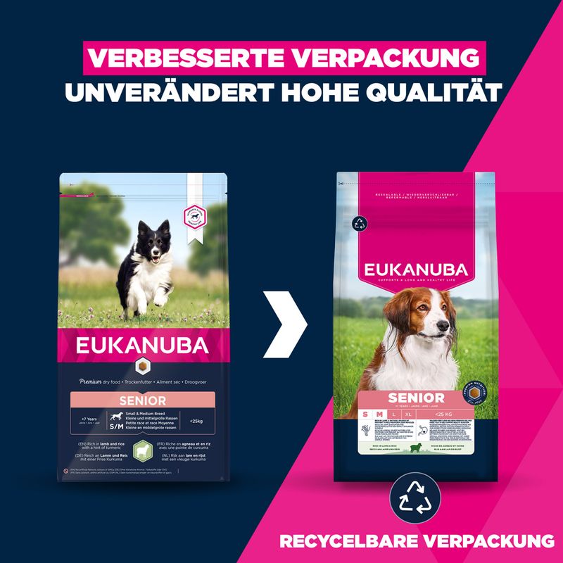 Eukanuba Premium Nutrition Senior Small & Medium Breed Lamm & Reis
