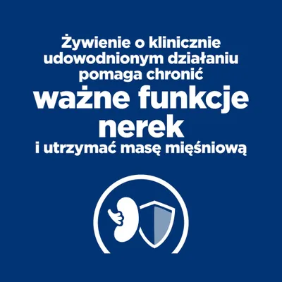 Klinicznie sprawdzone żywienie pomaga chronić kluczowe funkcje nerek oraz utrzymać masę mięśniową.