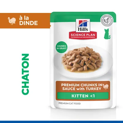 Hill's Science Plan Bouchées Premium en Sauce à la Dinde, morceaux en sauce, Chaton de moins de 1 an, Chaton, Aliment Premium pour Chat. Hill's Science Plan Bouchées Premium en Sauce à la Dinde, morceaux en sauce, Chaton de moins de 1 an, Chaton, Aliment Premium pour Chat.