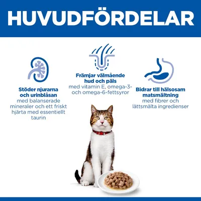 Huvudsakliga fördelar: Stöd för njurar och urinblåsa, främjar frisk hud och päls, bidrar till en sund matsmältning. Innehåller taurin, vitamin E, omega-3/-6, fibrer. Huvudsakliga fördelar: Stöd för njurar och urinblåsa, främjar frisk hud och päls, bidrar till en sund matsmältning. Innehåller taurin, vitamin E, omega-3/-6, fibrer.